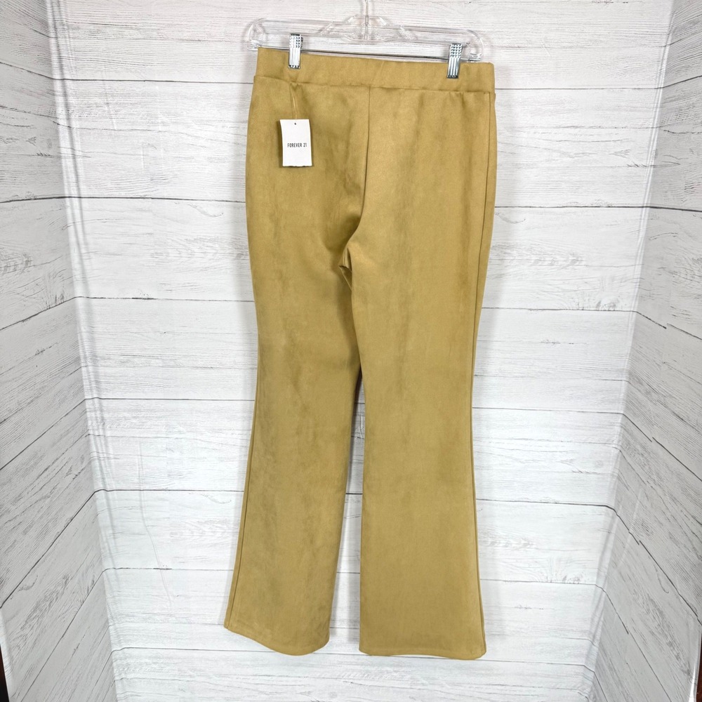 Y2K Forever 21 Lace Up Flare Pants Mustard Faux Suede Festival Boho Large indie - Picture 4 of 13